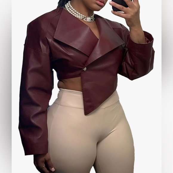 Jackets & Blazers - Crop PU Faux Leather Jacket